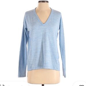 Rag & bone Long Sleeve V-neck Top Heathered Blue XS